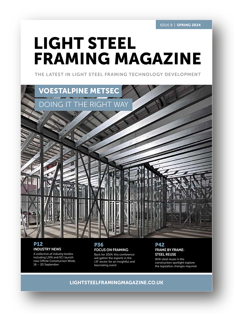 Front cover of Light Steel Frame Magazine featuring latest innovations in LSF construction
