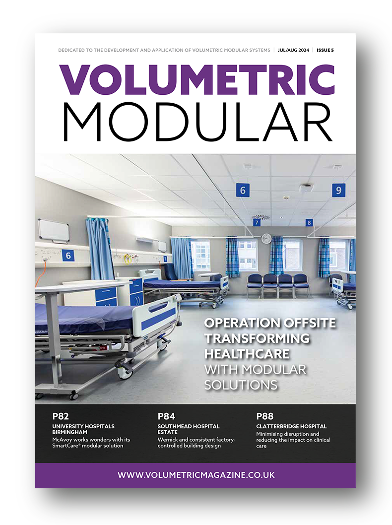 Front cover of Volumetric Magazine featuring latest innovations in volumetric construction