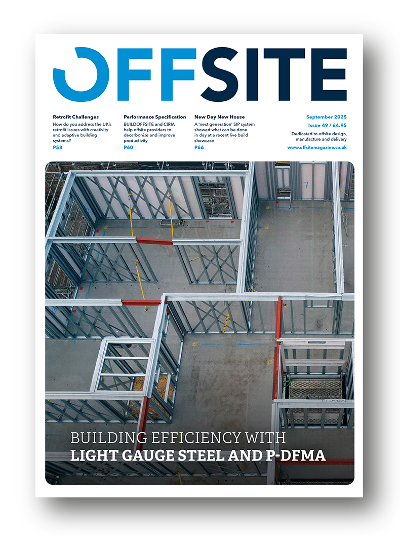 Front cover of Offsite Magazine featuring latest innovations in offsite construction.